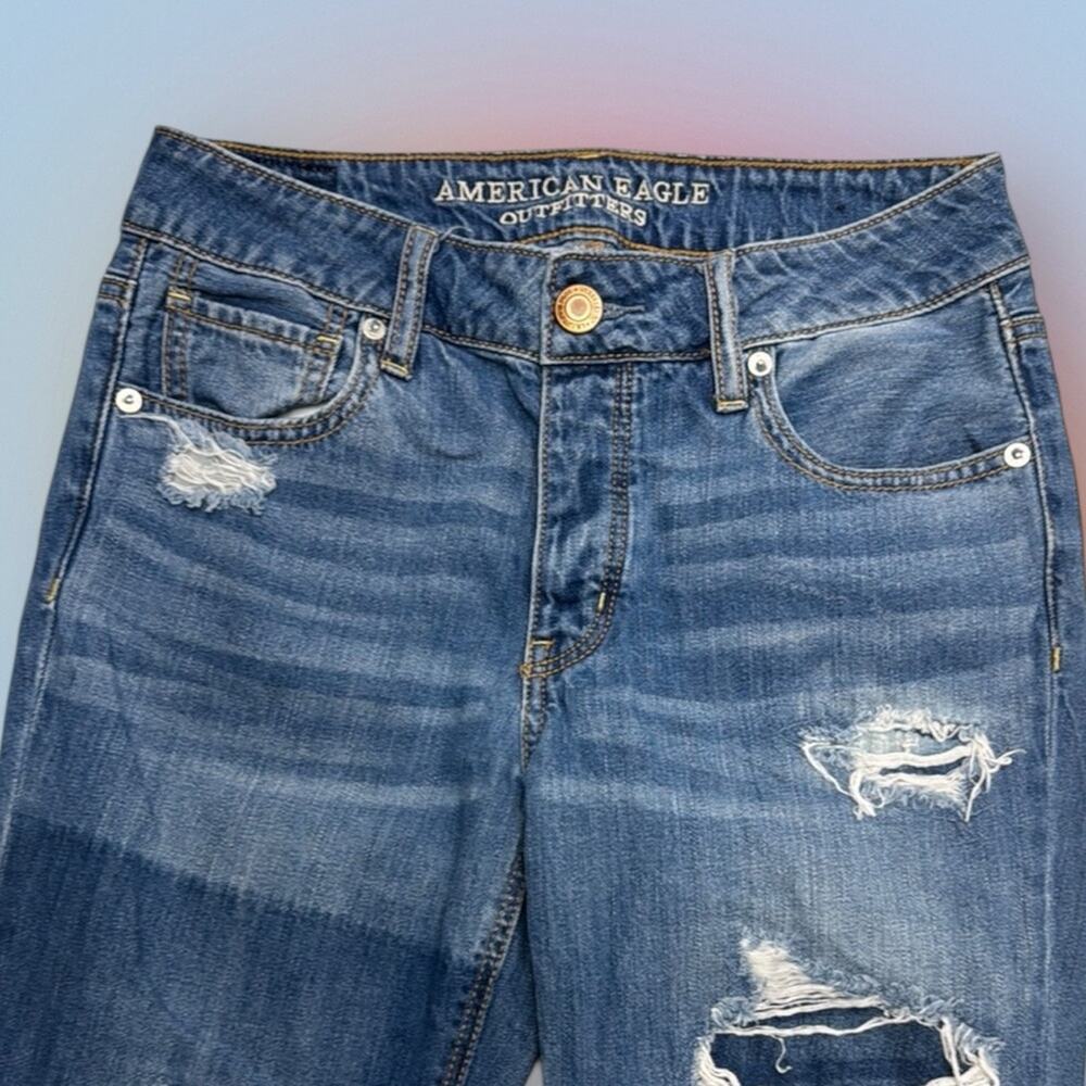 AMERICAN EAGLE Women’s 0 TOMGIRL Patched Blue Jeans